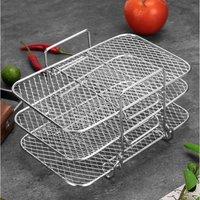 EONLION 3 Tires Air Fryer Rack Stainless Steel in Silver | Size: 100 cm