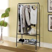 EONLION Black Metal Clothes Rail Rolling Garment Shelf | Size: 500mm