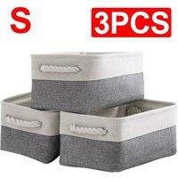 Kelvenix S, 31*21*13CM Storage Box with Handles Foldable Wardrobe Baskets in Grey