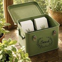 Toque Seed Storage Box Organiser, 3 Compartment Metal Seed Storage, Green