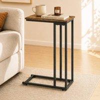Levede Side Table, C Shape Sofa Side Table, Bedside Table, 45kg Burnt Finish in Brown