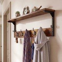 Levede Coat Rack Wall Mounted Shelf 7 Hooks Wooden Entryway Storage Brown | Size: 700mm