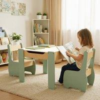 Levede Kids Table & Chair Sets 3-in-1 Toy Storage Sturdy Safe MDF Green