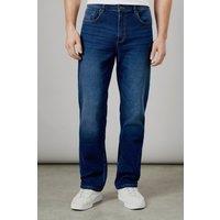 Maine Men's Dark Wash Premium Stretch Straight Fit Jeans in Dark Blue | Size: 38S