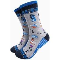 Sock Talk Men's Scotland Landmarks Bamboo Socks in Light Grey | Size: 7-11