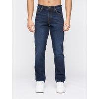 Crosshatch Chas Men's Straight-Fit Stretch Denim Jeans with Zip Fly in Dark Blue | Size: 36R
