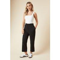 Dorothy Perkins Women's Petite Tab Detail Capri Trouser in Black | Size: 8