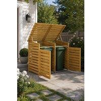 Garden Sanctuary Outdoor Spruce Wood Garbage Can Garden Storage Shed in Natural