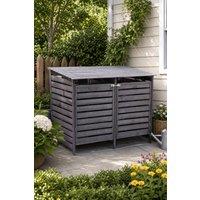Garden Sanctuary Outdoor Spruce Wood Garbage Can Garden Storage Shed in Grey