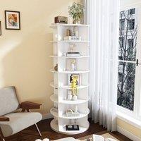 Rolipo 7-Tier White Rotating Shoe Rack Tower for 28 Pairs