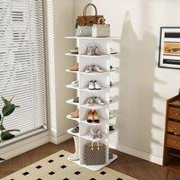 Rolipo 7-Tier Rotating Shoe Rack Tower White 360 Revolving Shoe Organizer