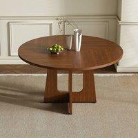Rolipo 47 Inch Farmhouse Round Dining Table for 4 Wood Grain Circle Table in Walnut