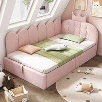 Rolipo Pink Velvet 3FT Single Crown Daybed With Hydraulic Storage