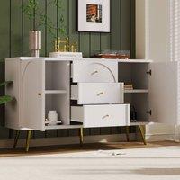 Rolipo Cream White 140cm Sideboard Cabinet with 3 Drawers & 2 Doors