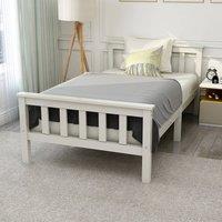 Rolipo White Solid Pine 3ft Single Bed Frame With Headboard 90x190cm | Size: 90x190 cm