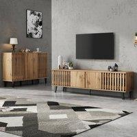 Rolipo Modern Wood TV Console & Sideboard Buffet Set for 70 Inch TV in Brown
