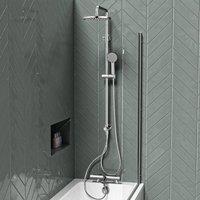 Nes Home Exposed Shower Set 3 Mode Handset & Thermostatic Bath Filler - Chrome in Silver | Size: 200mm x 1500mm