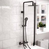 Nes Home Round 3 Way Thermostatic Shower Kit with Bath Filler - Matte Black | Size: 200mm x 1500mm
