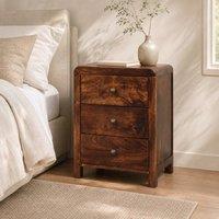 STILVORA Bedside Table with 3 Drawers, Brown