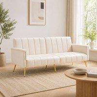 STILVORA 2-3 Seater Sofa Bed with Adjustable Backrest & Metal Legs in Beige