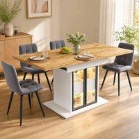 STILVORA Extendable Dining Table with Storage & RGB LED in White