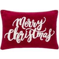Paoletti Winter Merry Christmas Embroidered Polyester Filled Cushion in Red | Size: 50 cm x 35 cm