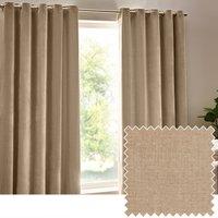 Yard Heavy Chenille Velvet Room Darkening Eyelet Curtain Pair in Natural | Size: 229 cm width x 183 cm drop