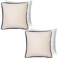 OHS 2 Pack Matte Velvet Piped Filled Cushion Covers Home Decor Set in Cream | Size: 45 cm x 45 cm
