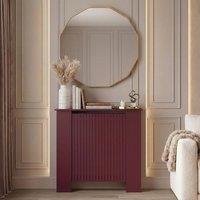 OHS Ribbed Small Radiator Cover Slatted Engineered Wood in Dark Red