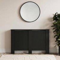 OHS Ribbed Large Radiator Cover Slatted Engineered Wood in Black