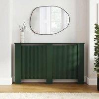 OHS Ribbed Large Radiator Cover Slatted Engineered Wood in Dark Green