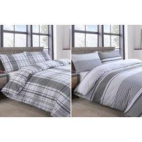 Velosso Cheswick Twin Pack Duvet Cover & Pillowcase Set - Printed Cotton Rich in Grey | Size: King