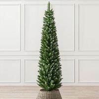 Christow Slim Christmas Tree 5ft 6ft 7ft Artificial Snow Frosted Corner Pencil Xmas Spruce in Green
