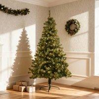 Shatchi Prelit Green Alaskan Pine Christmas Tree with Warm White LEDs | Size: 7ft