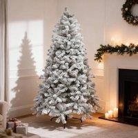 Shatchi Snow Flocked Yukon Pine Green Artificial Christmas Tree | Size: 7ft