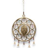 KDMD Indian Chimes - Large Buddha Face 15 Bell Chimes in Gold