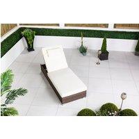 Thats Furniture Rattan Sun Lounger Sun bed 6 Recline Positions with Cover in Brown