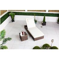 Thats Furniture Rattan Sun Lounger & Table Set Sun bed 6 Recline Positions + Cover in Brown