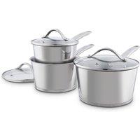Tower Good Food in Partnership with 3 Piece Saucepan Set GF900260 in Silver | Size: A