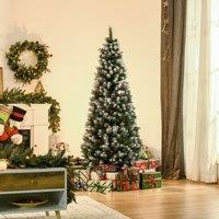 HOMCOM 6FT Artificial Christmas Tree Xmas Pencil Decoration Pinecone Berries in Green