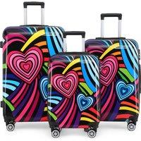 Infinity Leather Printed Hard Shell Dual 4 Wheel Luggage Suitcase in Black | Size: Large
