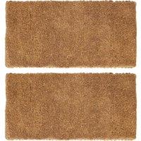 Nicola Spring Premium Handmade Coir Door Mats - 120 x 60cm - Set of 2 in Brown | Size: 60 cm x 120 cm