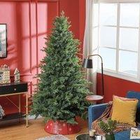 HOMCOM Artificial Christmas Tree with Metal Base, Hinged Branches in Green | Size: 6ft