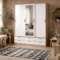 Wyld Haus Skjern 3 Door Wardrobe in White & Natural Oak 6 Drawers