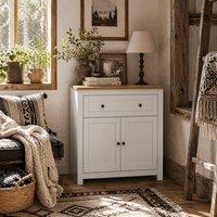 Wyld Haus White & Oak Sideboard with Drawer, Double Doors & Adjustable Shelf