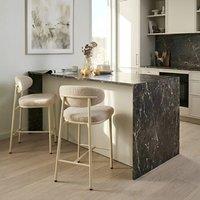Wyld and Coco Boucle Bar Chairs Set of 2 Armless Powder Coat Iron Legs Light Beige