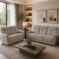 Aspire Grayson Fabric Upholstered Power Recliner 3 + 2 Sofa Set with USB in Fawn