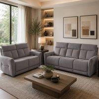 Aspire Grayson Fabric Upholstered Power Recliner 3 + 2 Sofa Set with USB in Grey