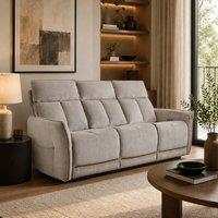 Aspire Grayson Fabric Upholstered Power Recliner Three Seater Sofa with USB in Fawn | Size: 3 Seater