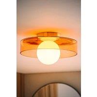 ValueLights Newbury Glass with Globe Shade IP44 Bathroom Ceiling Light & Bulb in Amber